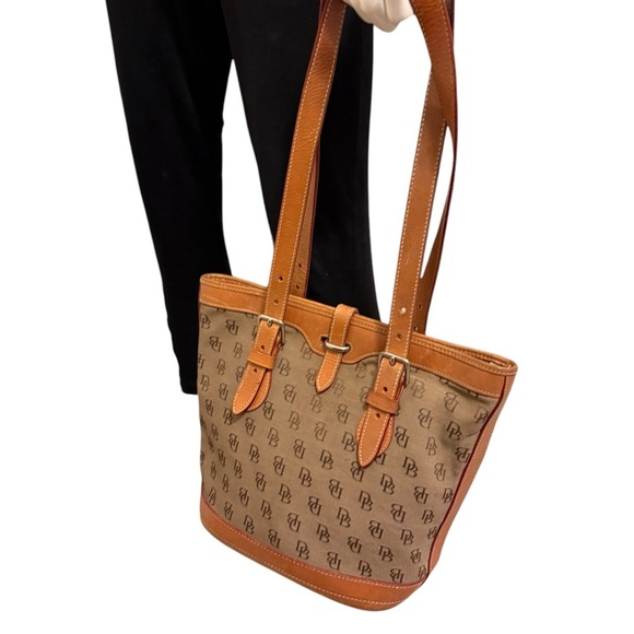 Dooney & Bourke Monogrammed Canvas/Leather Shoulder Bucket
Bag Brown/Tan - Picture 2 of 16